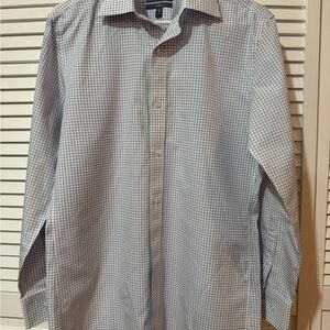 Bonobos White Dress Shirt with Blue Windowpane Check